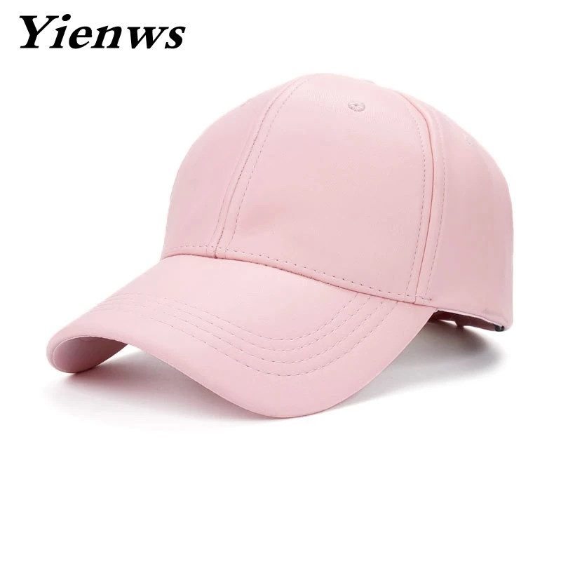 pink leather baseball hat