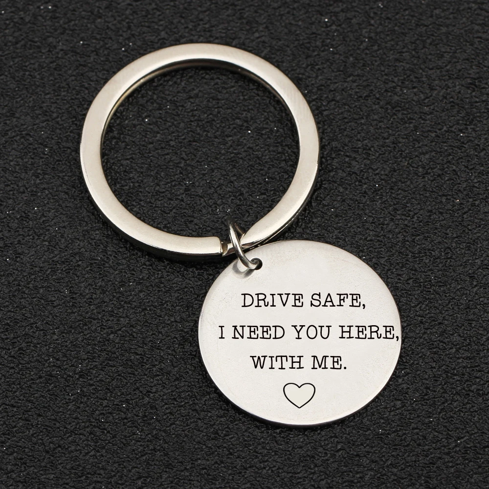

Personality Keychain Engraved Riding Safe, Fly Safe, Drive Safe I Need You Here With Me For Women Couples Boyfriend Keyring Gift