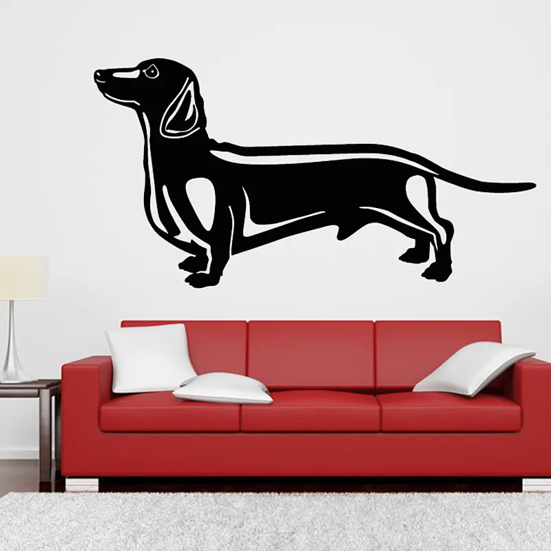 Modern Home Decor Clever Sausage Dog Wall Decals Living Room Removable