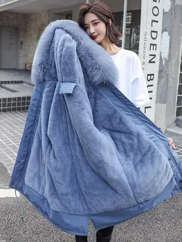 

2020 Cotton Liner Warm Coat And Waterproof Jacket Women Plus Size Slim Long Coat Female Winter Big Fur Hooded Parka Mujer Coats