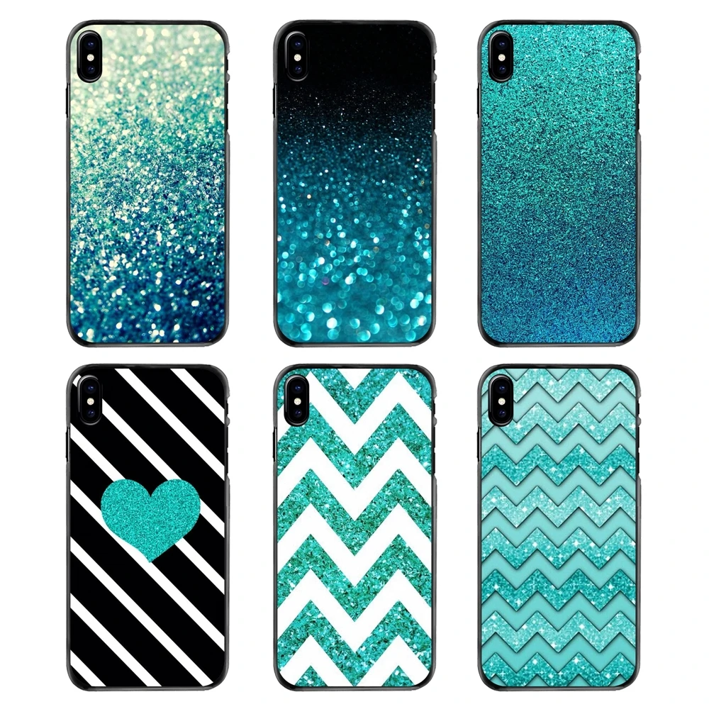 Для iPhone 4 4S 5 5S 5C SE 6 S 7 8 Plus X XR XS Max iPod Touch бирюзовый синий блестящий художественный