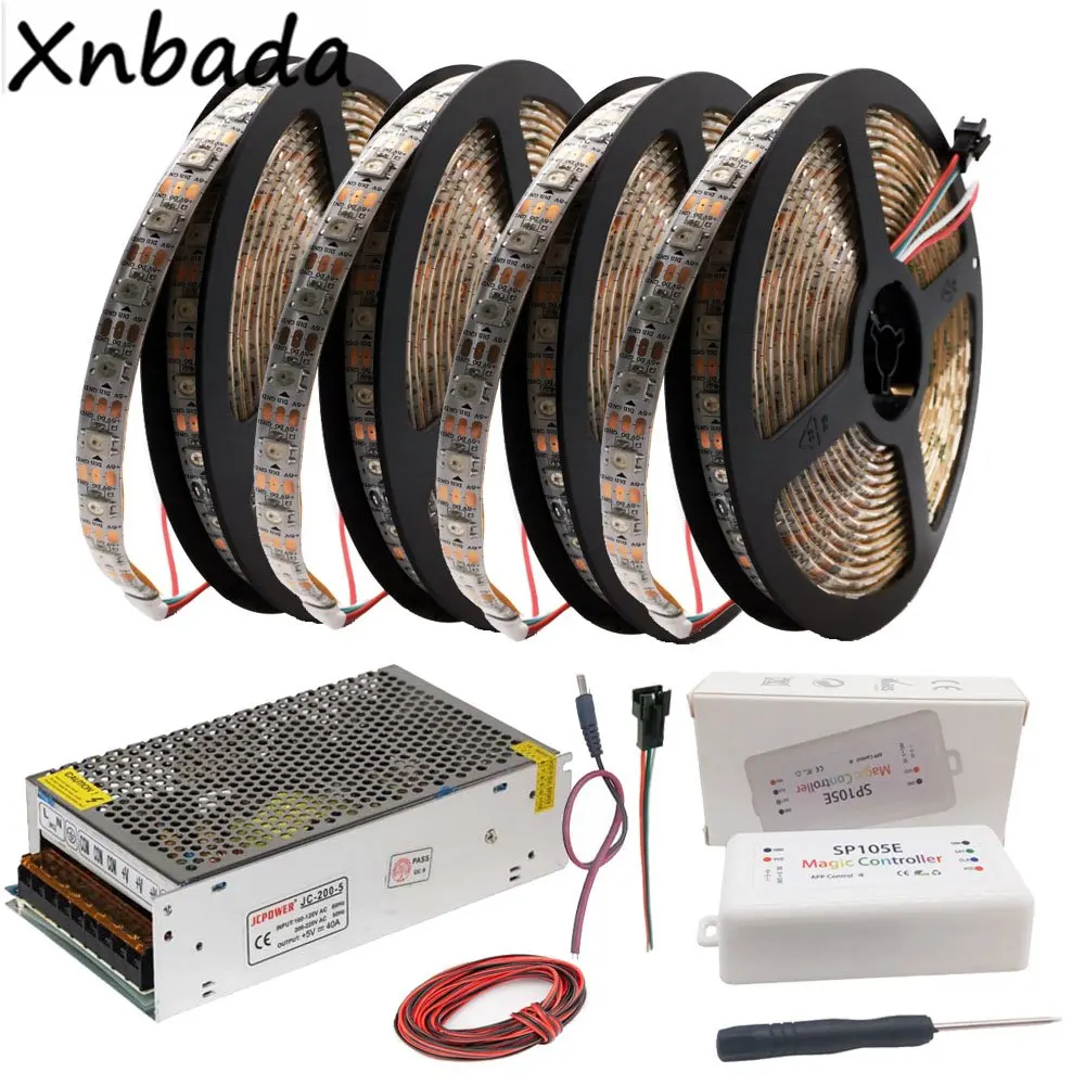 Светодиодная ленсветильник WS2812B WS2812 RGB + светодиодный контроллер SP105E Bluetooth
