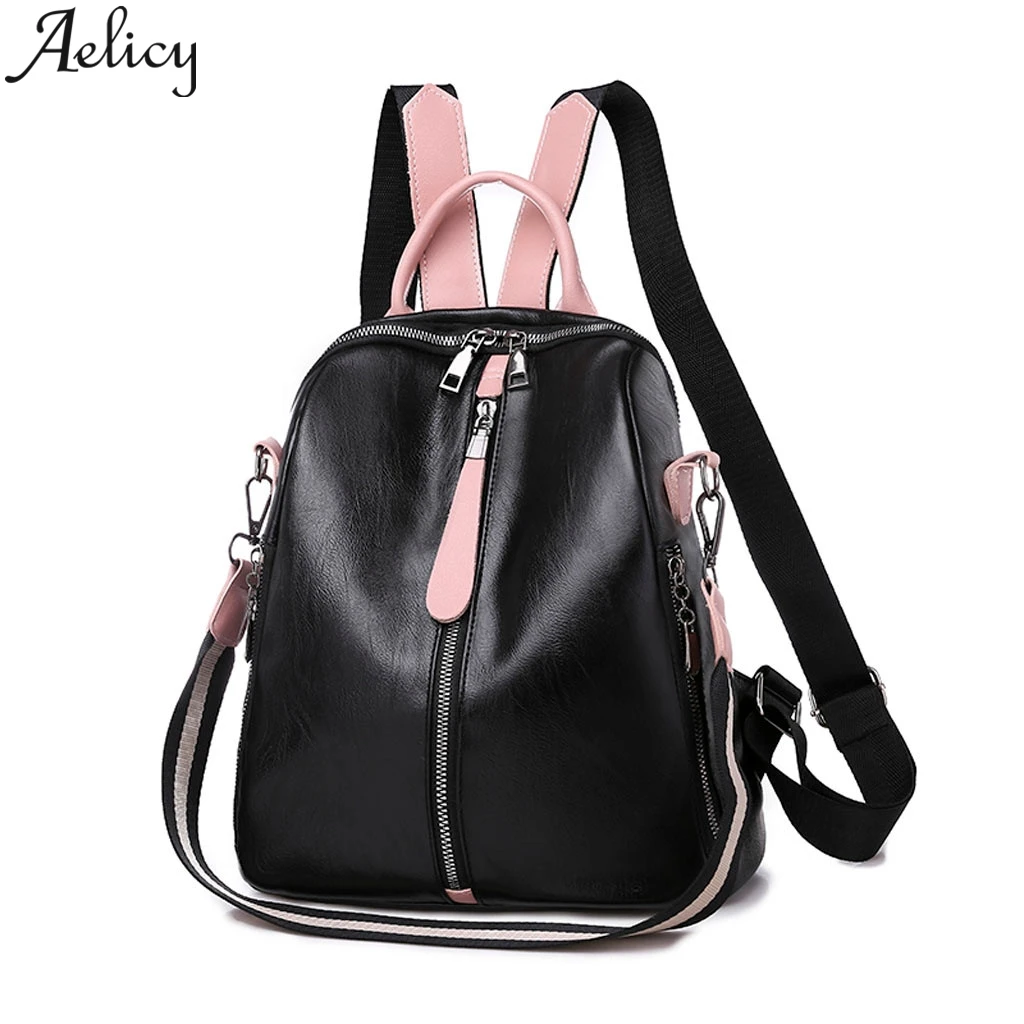 

Aelicy 2019 New High Quality PU Leather Travel Backpack Korean Women Backpack Leisure Student Schoolbag Women Shoulder Bag
