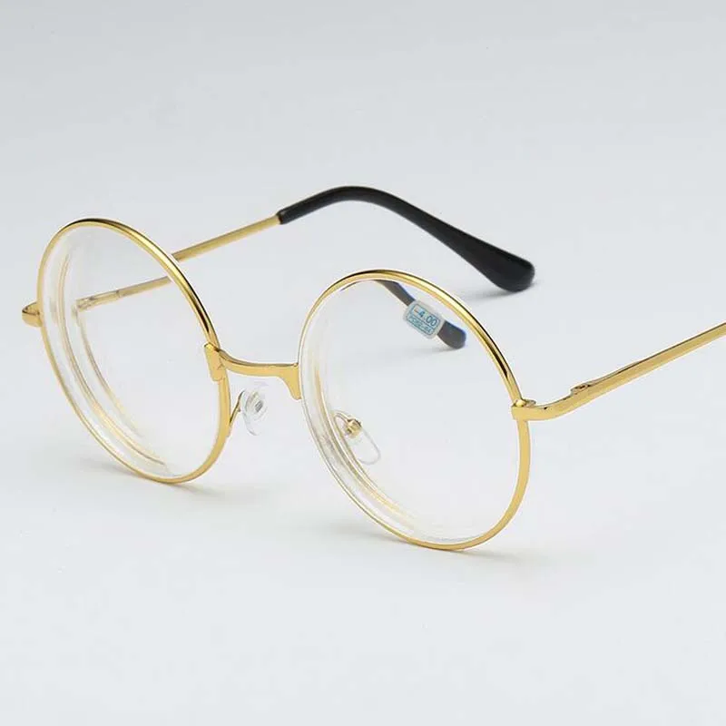 Myopia Optical Glasses Round Retro Metal Frames Clear Lens-1.0 to-4.0 For Men Women