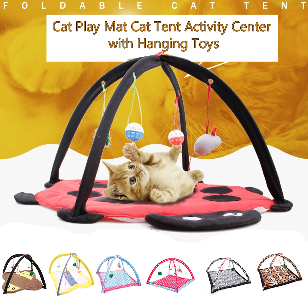 

Hammock Design Cat Bed House Portable Puppy Cat Funny Tent Activity Play Game Center with Hanging Toy Balls for Dogs Puppy Cats