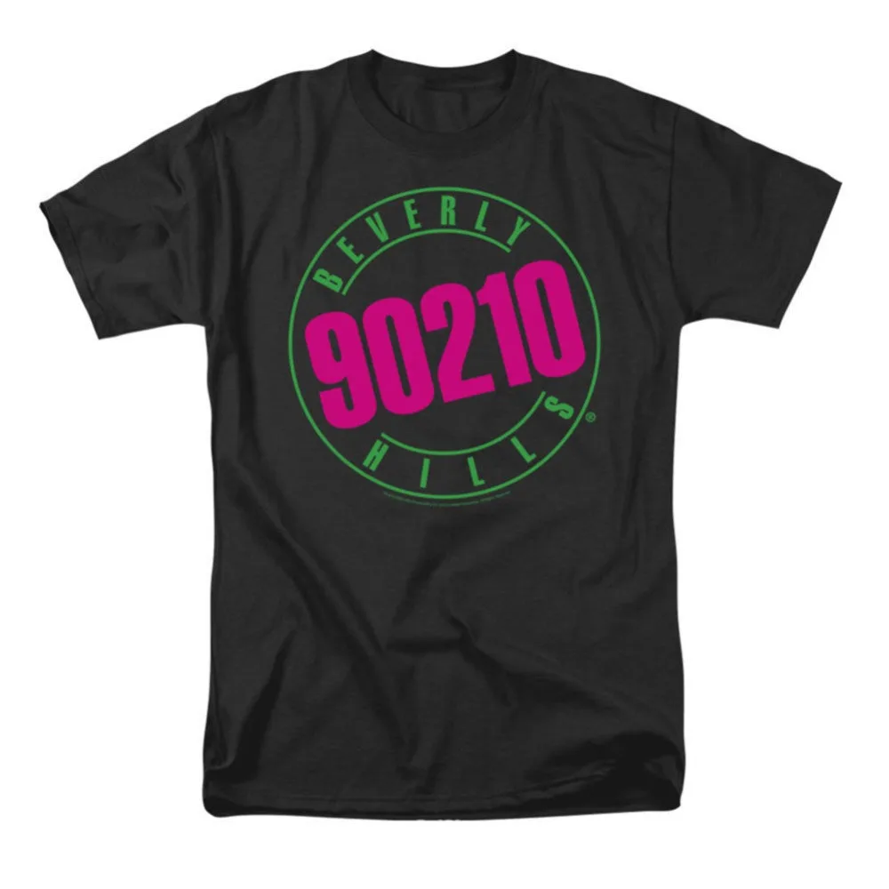 Неоновая футболка мужские 90210 черный рокабилия