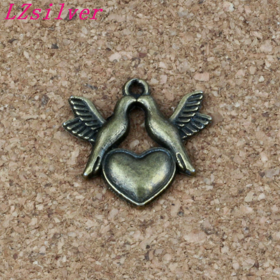 

Couple pigeons Charm Pendants 100Pcs/ lots 21.8x21mm Antique bronze Alloy Jewelry DIY Fit Bracelets Necklace Earrings A-317
