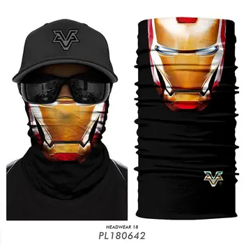 

3D Marvel Neck Scarf Neck Gaiter Seamless Bandana Tube UV Headband Unisex Motorcycle Skull Turban Braga Cuello Buffs Bandanas