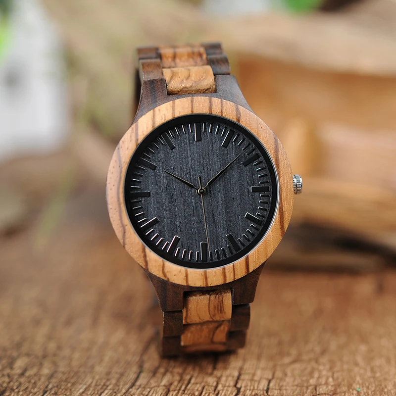 BOBO BIRD WD30 Brand Designer Mens Zebra Wood Watch Wooden Band Quartz Watches for Men Japan miyota 2035 Watch in Wood Box