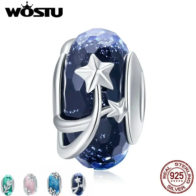 

4 Styles Authentic 925 Sterling Silver Star Flower Murano Glass Beads for Jewelry making Women Bracelets DIY Jewelry BKC861