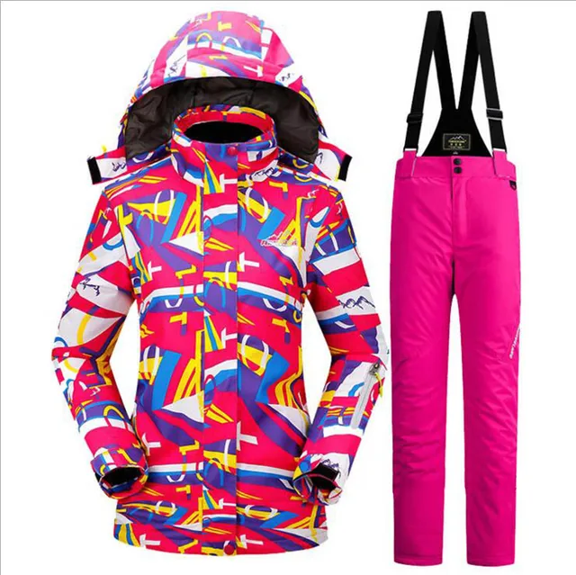 Cheap Big size L-4XL Waterproof Winter jacket women ski jacket set outdoor snowboarding suit snow ski snowboard women colorful jacket