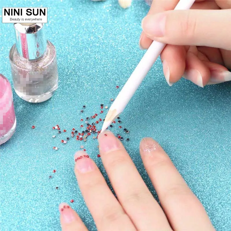 10pcs/set Nail Art Rhinestones Gems Picking Crystal Tool Wax Pencil Pen