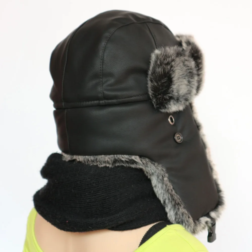 Boolawdee густой мех бомбардировщик Hat уха защиты пилот снежная шапка Модные теплые шапки для мужчин 56 см 58 см 60 см 62 см черный коричневый M209