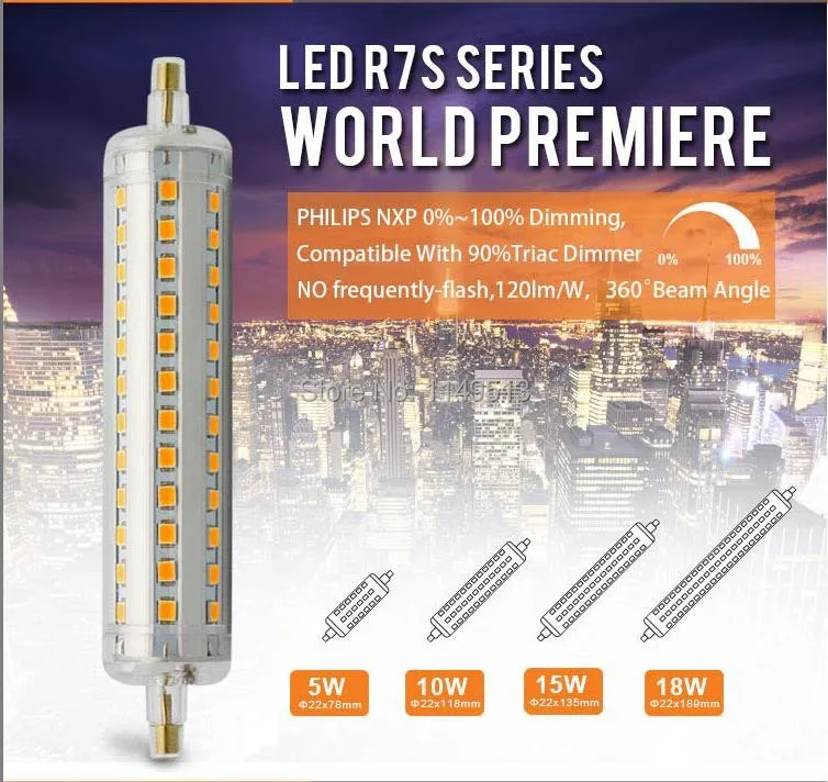 10 шт./лот dimmable LED R7S свет Вт 118 мм лампа 360 градусов угол J118 Идеальная замена