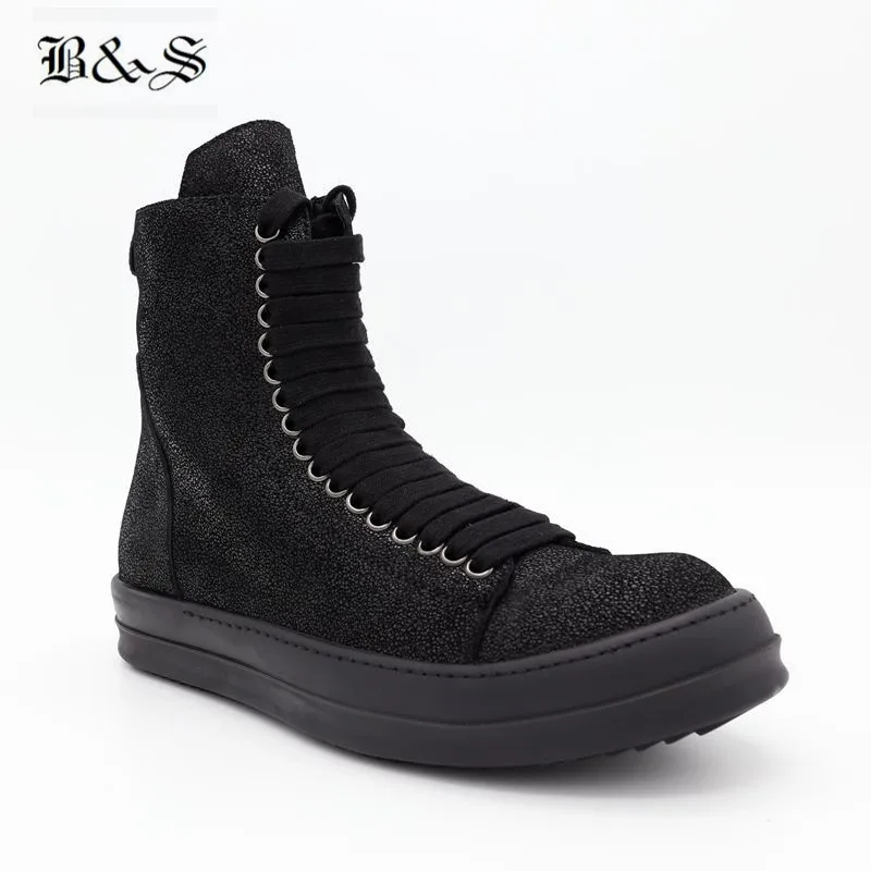 Черные и уличные унисекс EU35-46 с высоким берцем ботильоны Роскошные винтажные модные кроссовки из натуральной кожи уличные ботинки в стиле хип-хоп