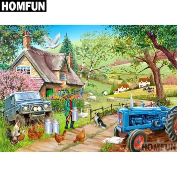 

HOMFUN Full Square/Round Drill 5D DIY Diamond Painting "Scenery Farm" 3D Embroidery Cross Stitch 5D Home Decor Gift A00725