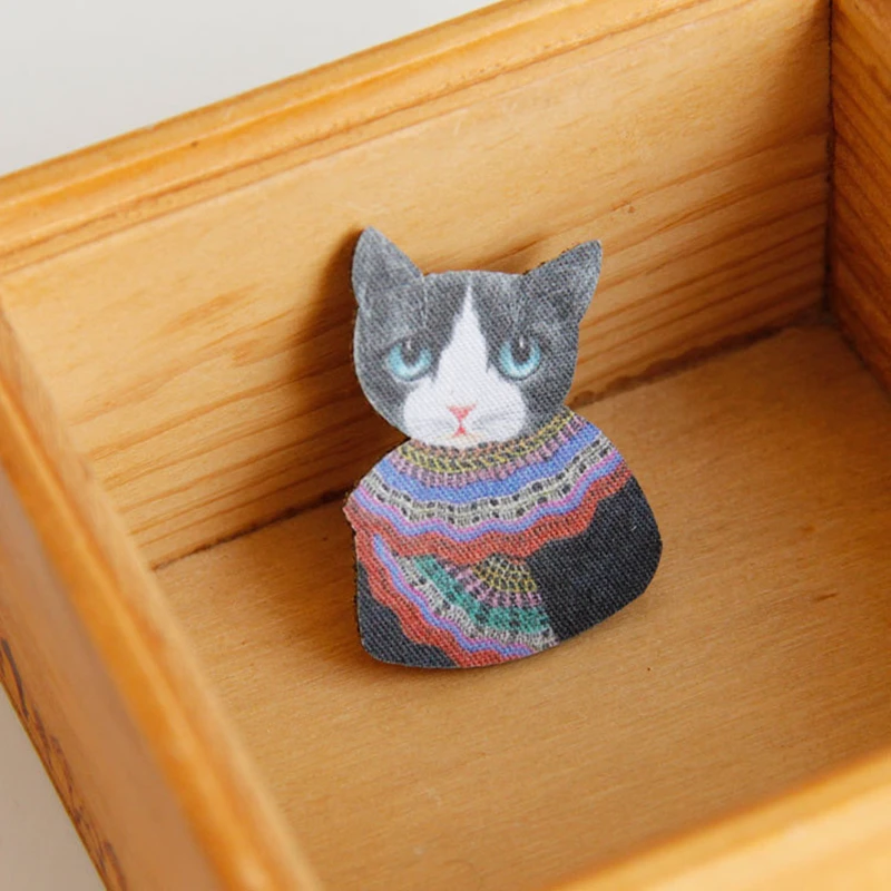 Милый значок с котом модная мультяшная фетровая брошь котенком аксессуар для