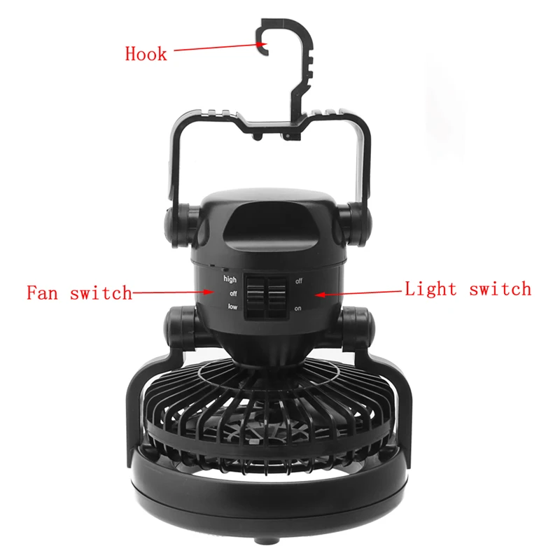 

Portable 2 In 1 Camping Ceiling Fan Light Hanging Tent Lamp Lantern Outdoor 18 LED Lamp