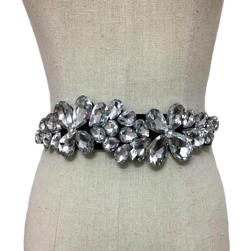 

New Fashion Accessories Elegant Rhinestone Belts Decoration Black Womens Strap Waistband Cummerbund Thin Elastic Waist Belts