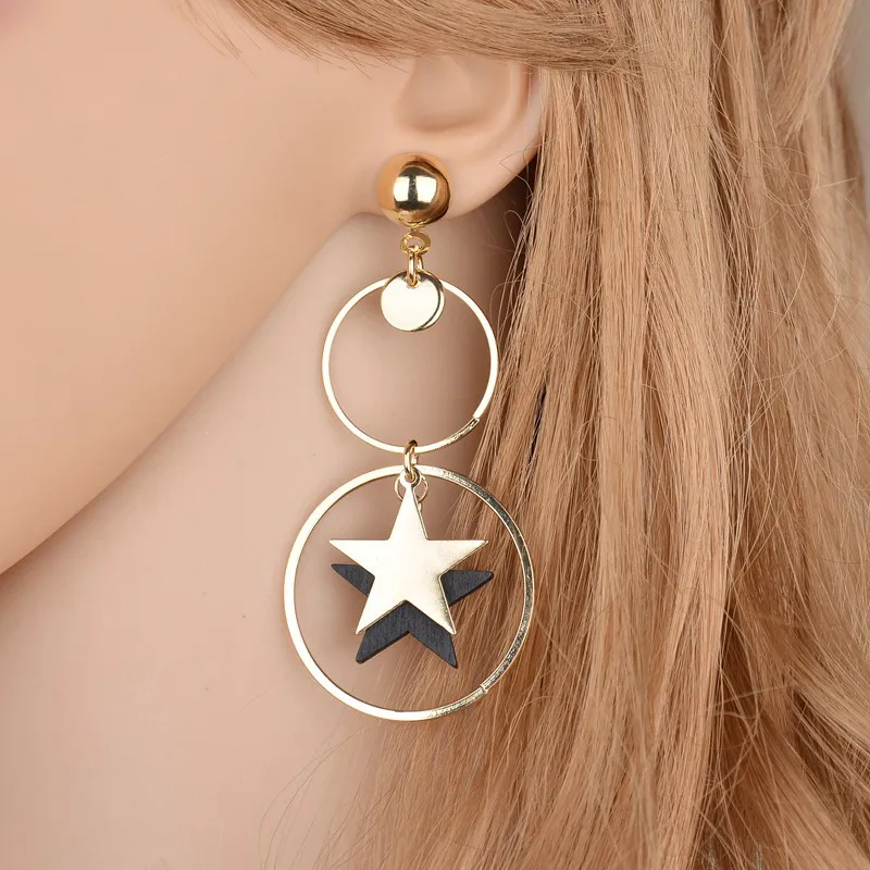 

ladies gold colour star earrings hoop three colour star BTS earrings for women fashion jewelry gift free shipping