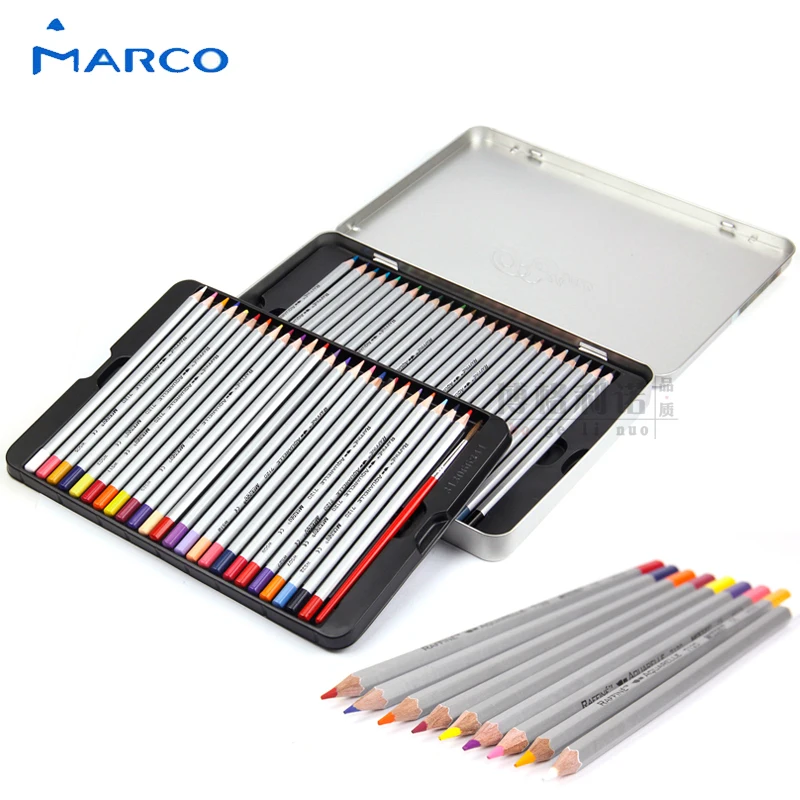 

Marco 48 Colors Advanced Professional Water-soluble Color Pencil Iron Boxed Student Stationery School Supplies 7120-48tn