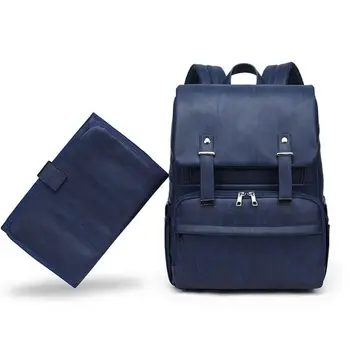 

Multifunctional Baby Diaper Nappy Mummy Leather Backpack Large Capacity Maternity Travel Bag with Changing Bag Stroller Straps