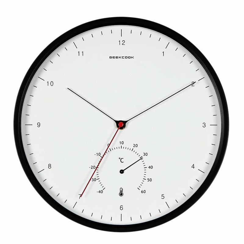 Geekcook креативные металлические дизайнерские настенные часы простые весы скандинавский минималистичный стиль термометр гигрометр многофункциональные настенные C - Цвет: Black