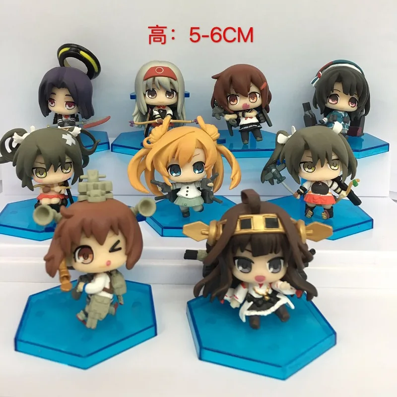 Горячая 9 шт./компл. Аниме Фигурка Kantai коллекция Shimakaze Haruna Nagato Akagi Atago Ikazuchi 5 ~ 6 см ПВХ