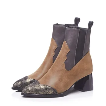 

Autumn And Winter New Comfort Booties Women's Shoes High Heel Pointed Toe Pumps Stilettos Ankle Boots Black Gray