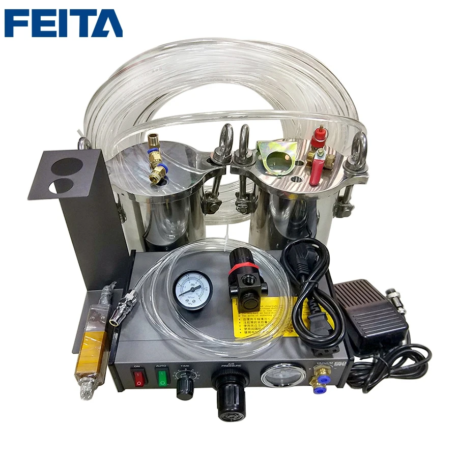  FEITA Semi-auto Glue Dispenser A B Mixing Doming Liquid Glue Dispensing Machine Equipment for Epoxy