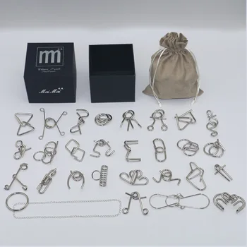

New 28pcs Per Set IQ Metal Puzzle Mind Brain Teaser Magic Wire Puzzles Game Toys for Children Adults Kids Montessori Game Toys