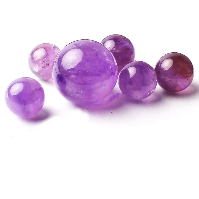 5Pcs  35mm Natural Purple Amethyst Ball Quartz Crystal Sphere Healing W/ Stand 