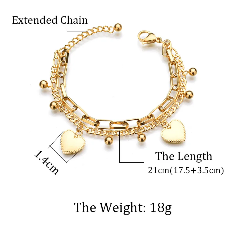 Trendy-Personality-Jewelry-Multilayer-Extension-Chain-Bead-Heart-Gold-Color-Bead-Stainless-Steel-Bracelets-For-Women (1)
