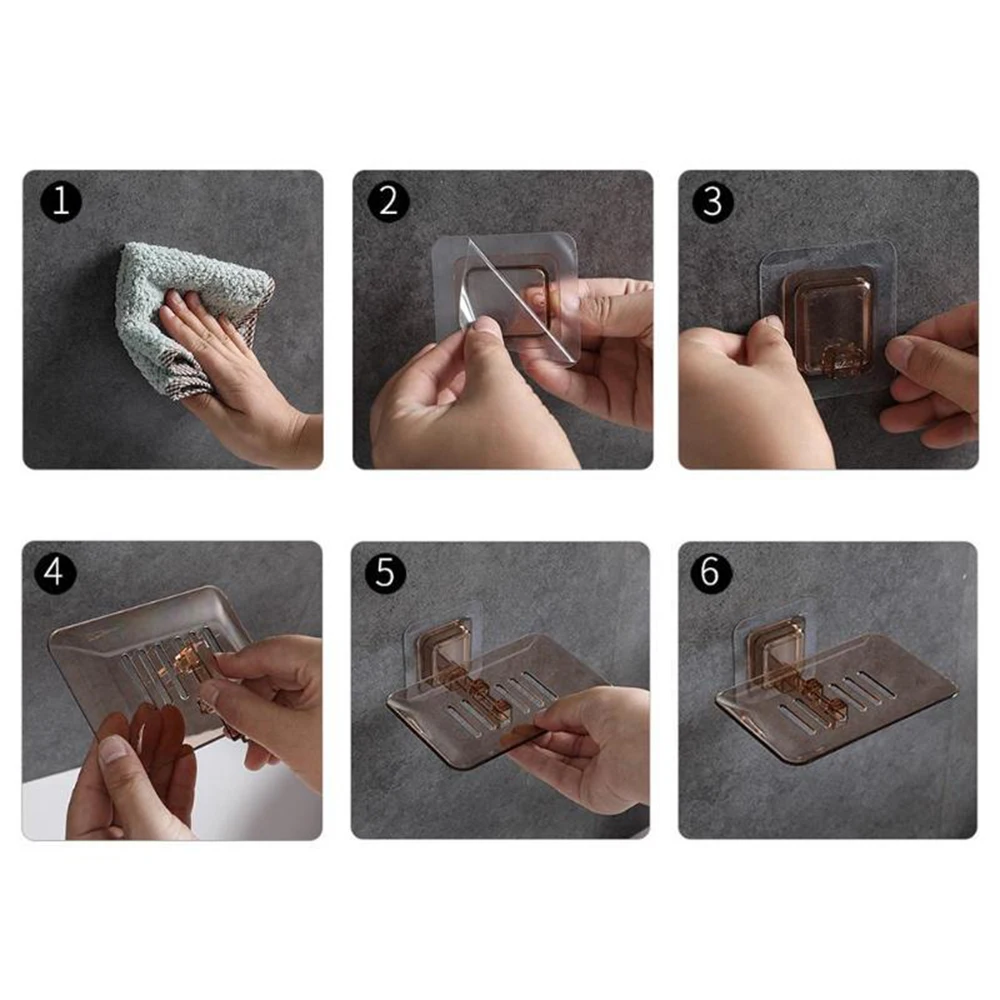 Free Punch Paste Wall Hanging Crystal Soap Box Bathroom Suction Wall Soap Rack Draining Soap Box Bathroom Soap Box