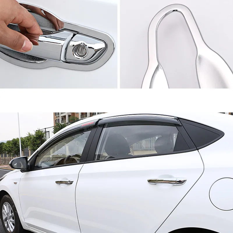 

NEW Solaris 2 2017 2018 Car Door Handle Cover ABS Chromium Door Bowl Pull Cover Trim Exterior for Solaris 2