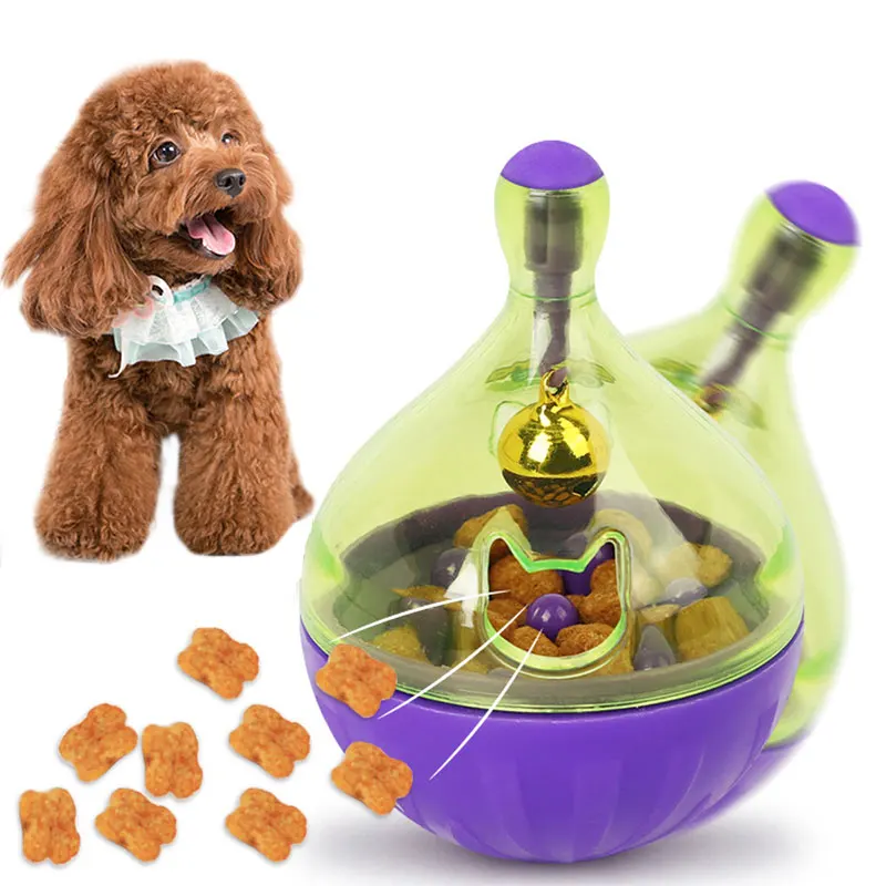 

Dog Cat Food Treats Ball Bowl Toy Funny Pet Shaking Leakage Food Container Puppy Cat Feeder Pet Playing Toys