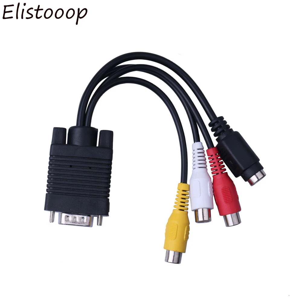 Elistooop Vga 男性 S ビデオ 3 Rca コンポジット Av Tv 出力変換アダプタビデオケーブルのためコンピュータモニタテレビ Aliexpress