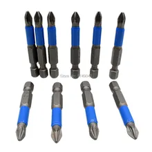 10 шт. ударная отвертка Pozidriv PZ2 бит 50 мм Длинный магнитный наконечник 1/" 6,35 мм шестигранный хвостовик Pz2 Pozi Нескользящие Отвертки Набор бит