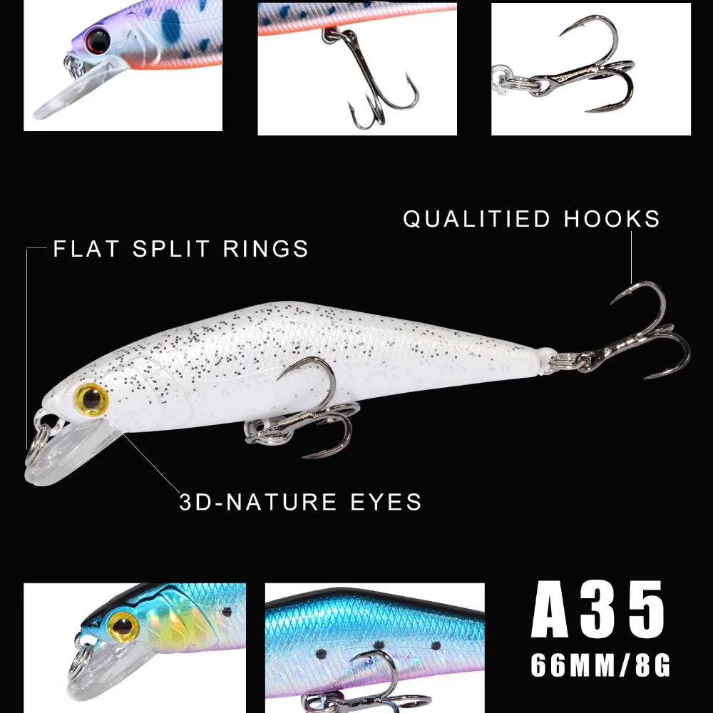 Afishlure жесткая Приманка Minnow 85 мм/15 г форель тонущие рыболовные наживки Trebke крючки