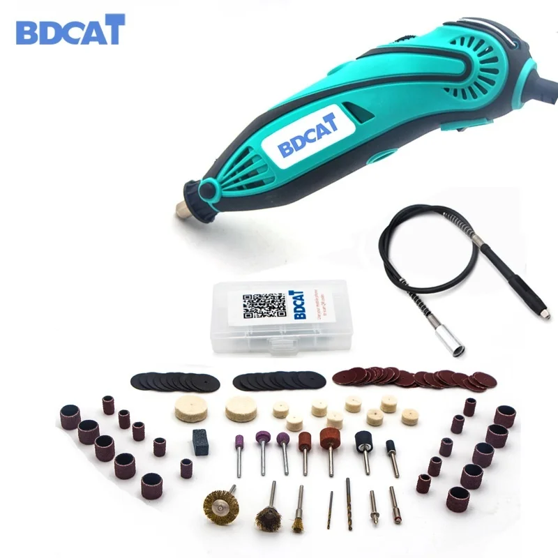 BDCAT 180 Вт Электрический шлифовальный инструмент мини-дрель для полировки вращающийся инструмент с переменной скоростью с 207 шт. электроинструменты Dremel аксессуары