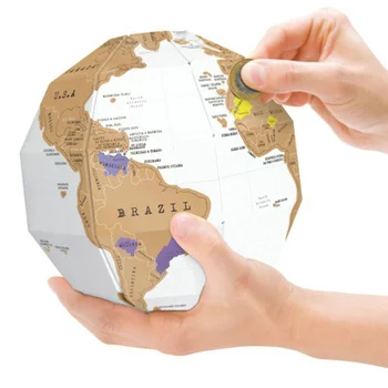 

Creative Design 3D Stereo Scratch Globe World Map Vocation Travel Map Paper Miniatures For Home Office Room Decoration Figurines