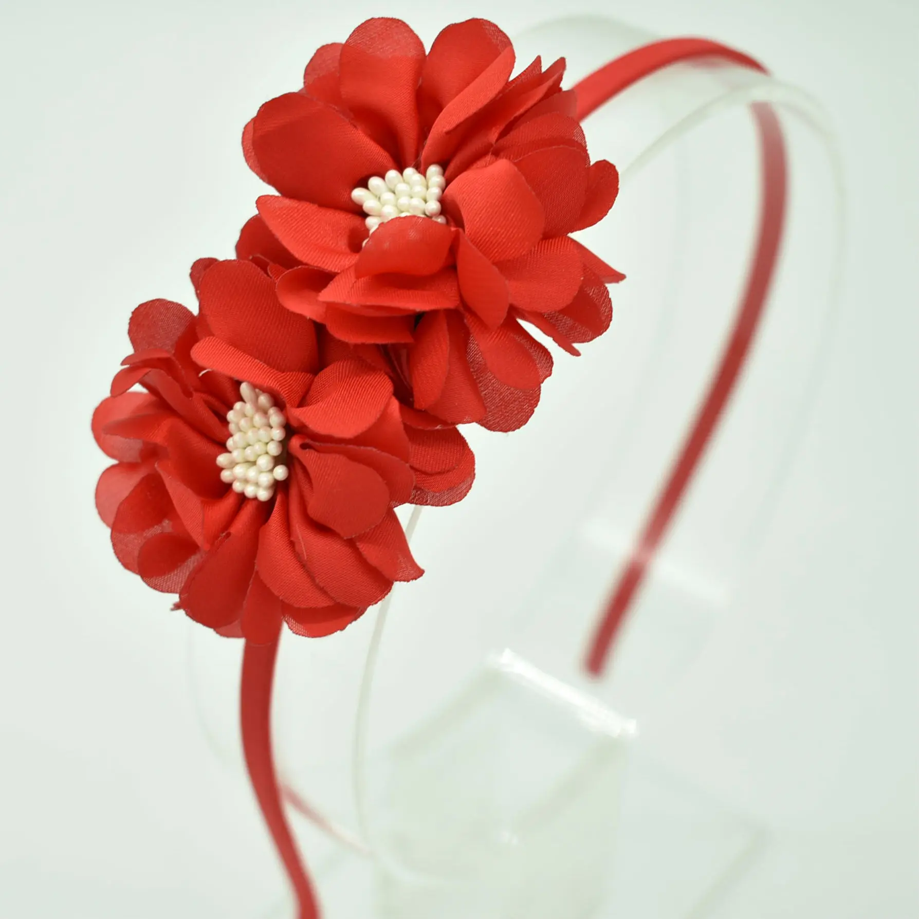 

New Children's double flower heart hoop girl personality solid color headdress hair accessories
