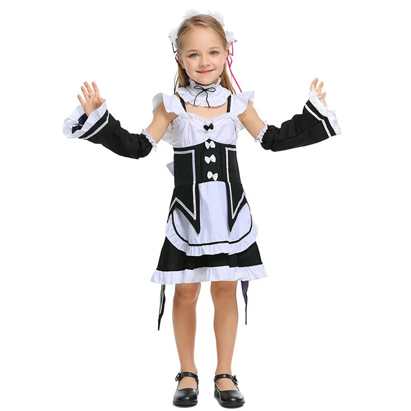 Косплей девочки на Хэллоуин ОЗУ Рем детская горничная костюм Re:Zero kara Hajimeru Isekai