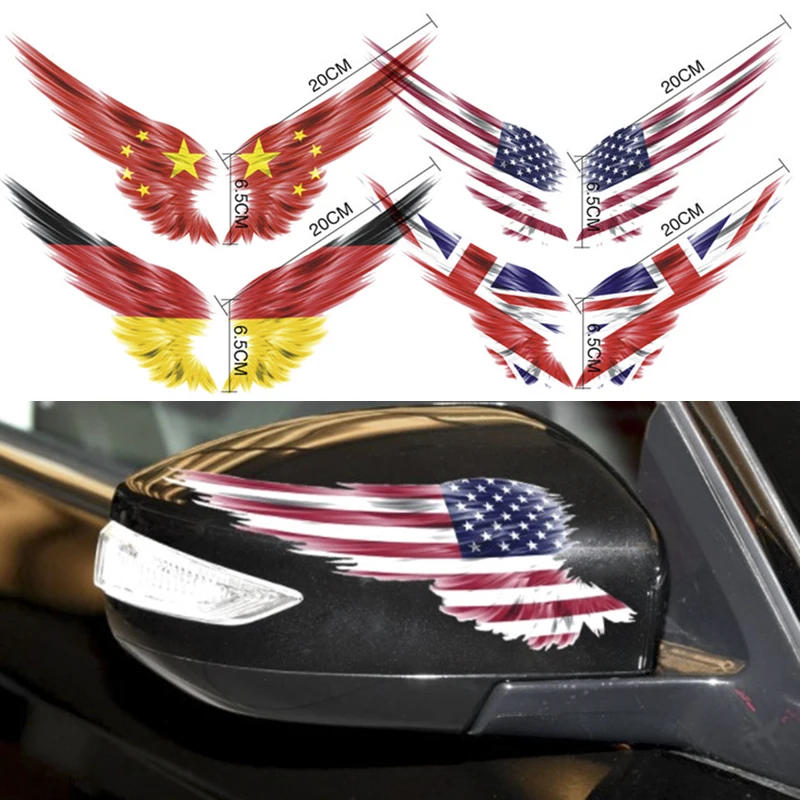 

2pcs New USA/Germany/United Kingdom Rearview Mirror Sticker Decal For Honda Toyota Hyundai Suzuki Mitsubishi Subaru Accessories