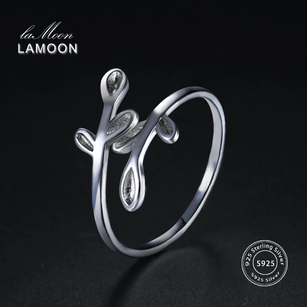 

LAMOON 2018 New Silver Leaf S925 Open Design Rings 925-Sterling-Silver Fine Jewelry for Women Anti-Allergy LMRY040