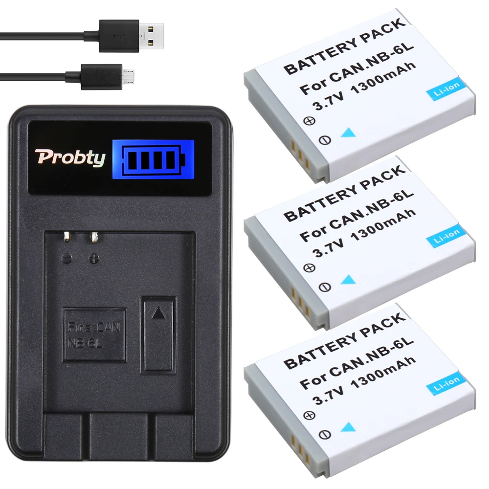 3 Pz Nb-6L Nb 6L Nb6L Batteria + Caricabatterie Lcd Per Canon Ixus 85 95 Is Ixy 110 Is Powershot D10 S90 Sd1200 Fotocamera