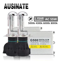 Один комплект H4 ксенона G500 55 Вт H4 hi/короче спереди и длиннее сзади) луч тонкий HID комплект балластов для ксенона 4300 K 5000 K 6000 K 8000 K Светодиодные лампы для автомобильных фар