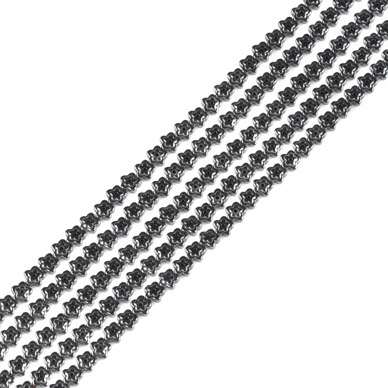 

AAA Flower Black Hematite beads No Magnetic Natural Stone 5*6mm 76Pcs accessories beads for DIY Jewelry bracelet necklace Making