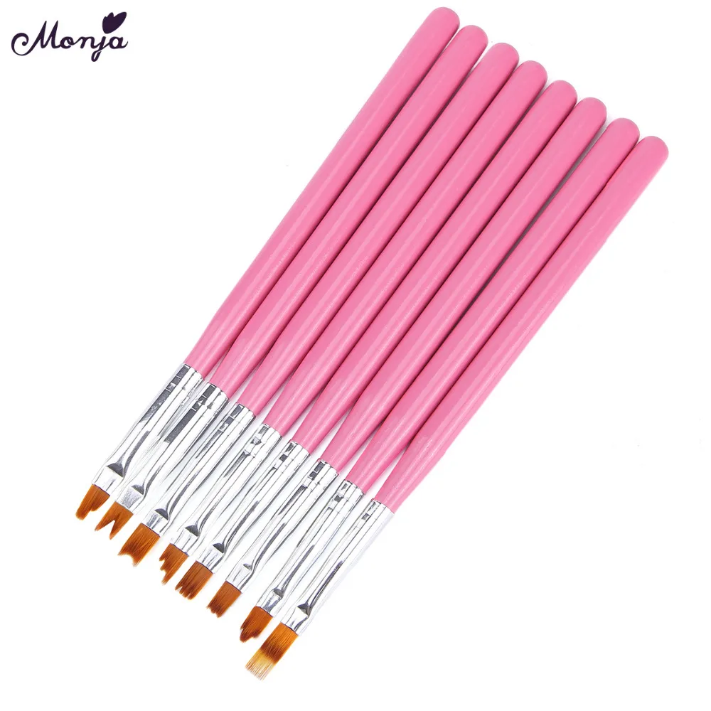 

Monja 8pcs/set Nail Art French Tips Smile Half Moon Shape Flower Gradient Fade Color Painting Drawing Pen Brush Manicure Tool