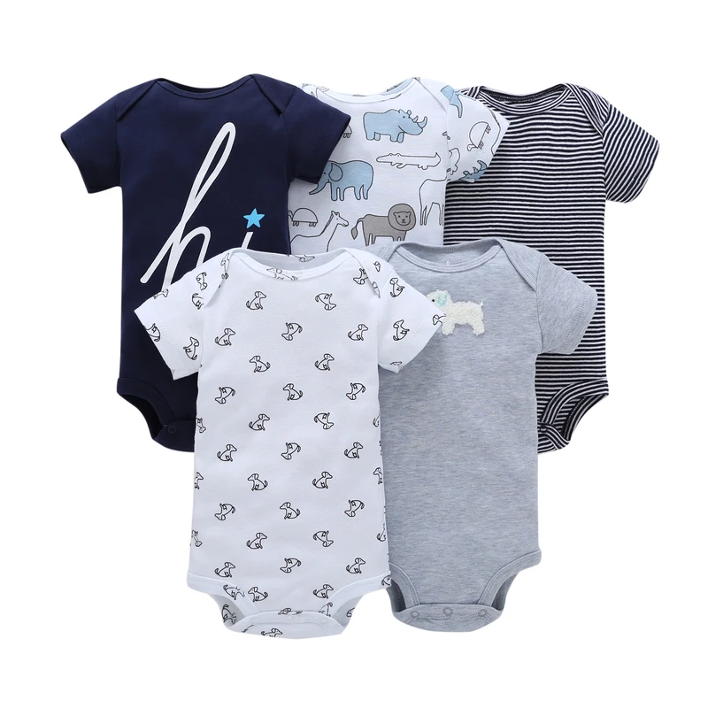Goedkoop Baby bodysuit zomer Body Suits Jongen Meisje Korte Mouwen Kleding pasgeboren Kleding Set mode unisex pasgeboren kostuum 2019 katoen